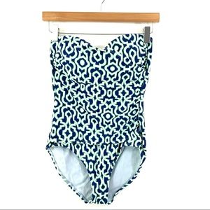 TOMMY BAHAMA One Piece Swimsuit Blue White & Green